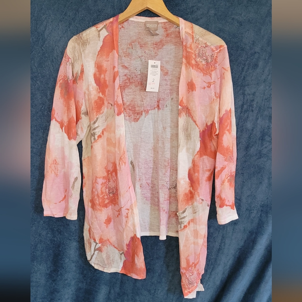 Chico's Red and White Knit Top